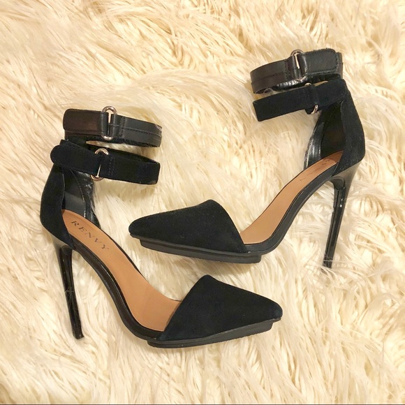 Renvy Black Suede Stilettos - Picture 1 of 7